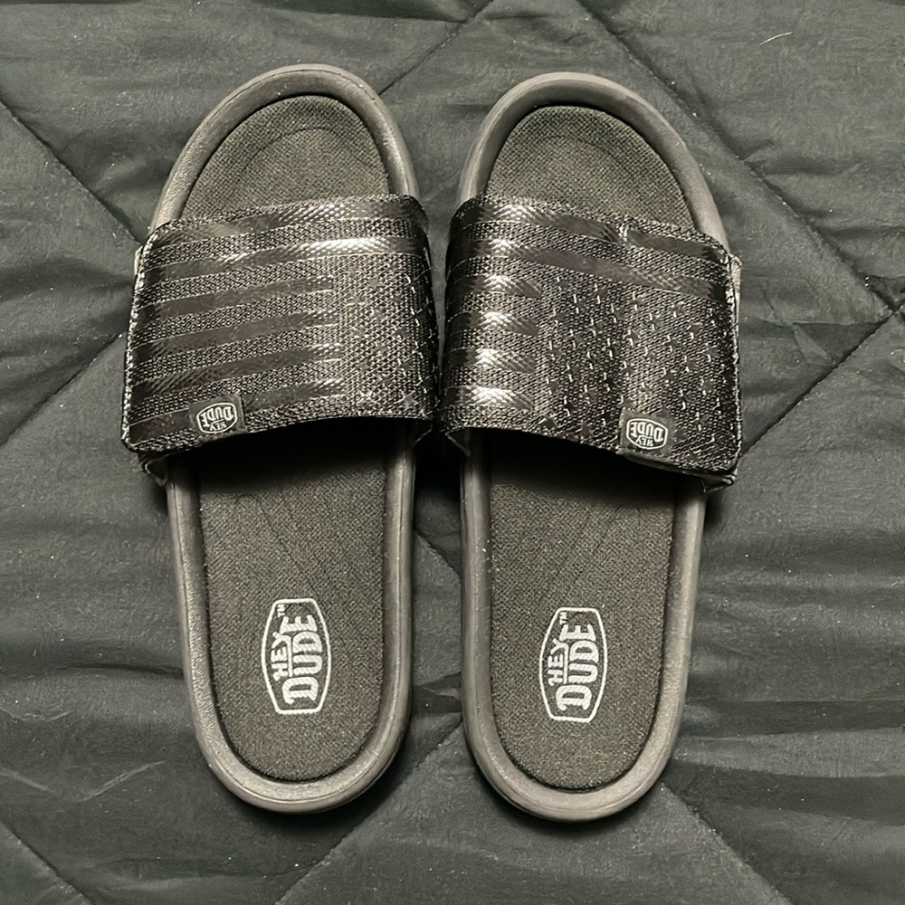 Black Hey Dude Slides, Brand New Never Worn